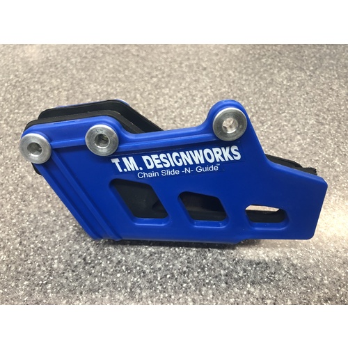 Dirtbike Australia TM Designworks Rear Chain Guide Yamaha A MX Shell and Inner Rub Block Blue