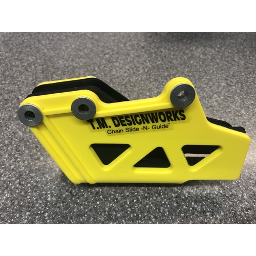 Dirtbike Australia TM Designworks Rear Chain Guide Yamaha A MX Shell and Inner Rub Block Yellow