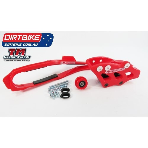 TM Designworks Australia Slide & Guide KIT Extreme Honda   I  :  (21->C)  CRF 450 R / RWE / RX,   (22->C)  CRF 250 R / RX.   Red