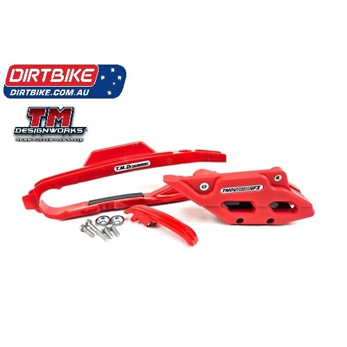 TM Designworks  Slide & Guide Kit  F1 RED : (23->C) SX/SXF/XC/XCF.   (24->C) EXC/EXCF/XCW/XCWF.   Husqvarna  (23->C)  FC/FX/TC/TX.   (24->C)  FE/TE